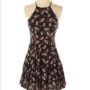 Black and pink rose dress